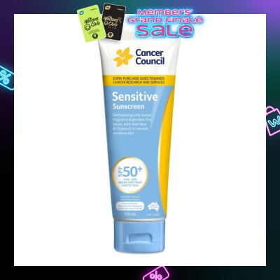 CANCER COUNCIL Sensitive Sunscreen SPF50+ UVA/UVB With Aloe Vera & Vitamin E (To Nourish Sensitive Skin) 110ml
