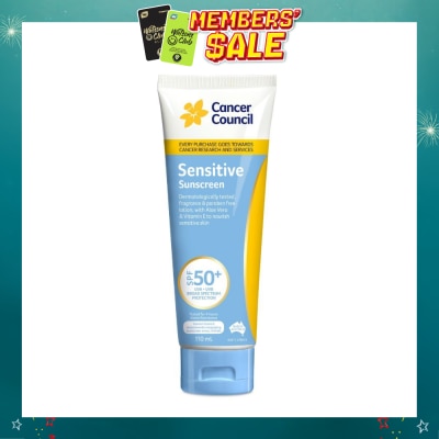CANCER COUNCIL - Sensitive Sunscreen SPF50+ UVA/UVB With Aloe Vera & Vitamin E (To Nourish Sensitive Skin) 110ml