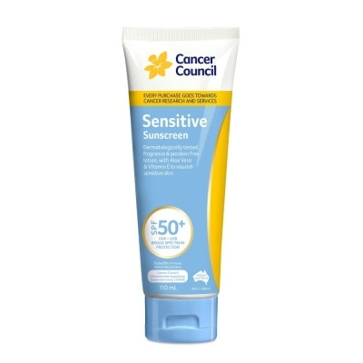 CANCER COUNCIL Sensitive Sunscreen SPF50+ UVA/UVB With Aloe Vera & Vitamin E (To Nourish Sensitive Skin) 110ml