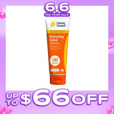 CANCER COUNCIL - Everyday Value Sunscreen SPF50+ UVA/UVB (Free Paraben & Suitable For Sensitive Skin) 110ml