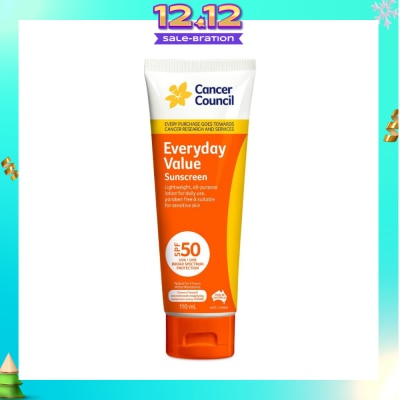 CANCER COUNCIL Everyday Value Sunscreen SPF50+ UVA/UVB (Free Paraben & Suitable For Sensitive Skin) 110ml
