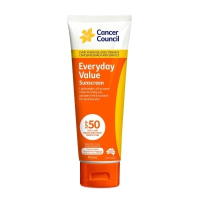 CANCER COUNCIL Everyday Value Sunscreen SPF50+ UVA/UVB (Free Paraben & Suitable For Sensitive Skin) 110ml