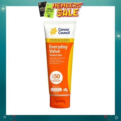 CANCER COUNCIL - Everyday Value Sunscreen SPF50+ UVA/UVB (Free Paraben & Suitable For Sensitive Skin) 110ml