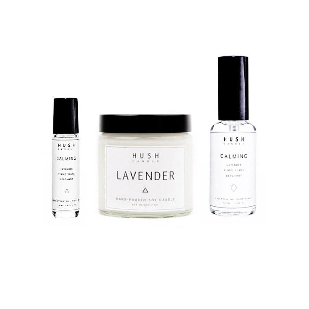 Calming Packset consists Lavender Candle 113g + Calming Roll on 10ml + Calming Room Spray 50ml