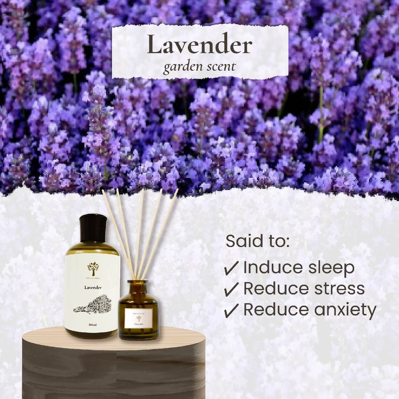 Reed Diffuser Garden Series Lavender (For Induce Sleep, Reduce Stress & Anxiety) 50ml