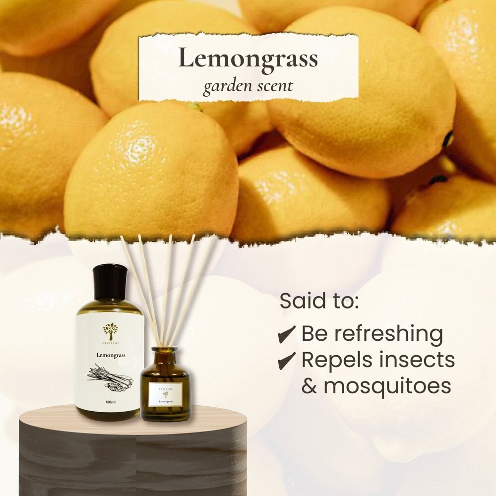 Reed Diffuser Garden Series Lemongrass (For Refreshing, Repels Insect & Mosquitos) 50ml