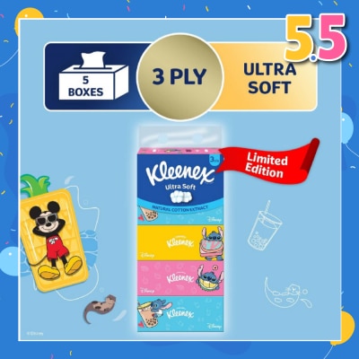 KLEENEX Limited Edition Disney 100 3ply Ultra Soft Facial Tissue Box A 90s x 5 Boxes (per pack)