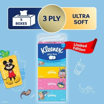 KLEENEX Limted Edition Disney 100 3ply Ultra Soft Facial Tissue Box A 90s x 5 Boxes (per pack)