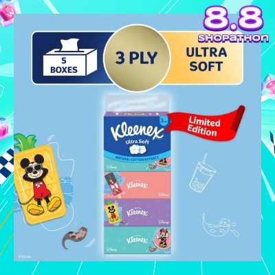 KLEENEX Limted Edition Disney 100 3ply Ultra Soft Facial Tissue Box B 90s x 5 Boxes (per pack)