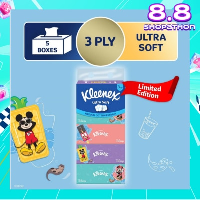 KLEENEX Limted Edition Disney 100 3ply Ultra Soft Facial Tissue Box B 90s x 5 Boxes (per pack)