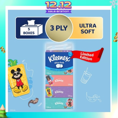KLEENEX Limted Edition Disney 100 3ply Ultra Soft Facial Tissue Box B 90s x 5 Boxes (per pack)
