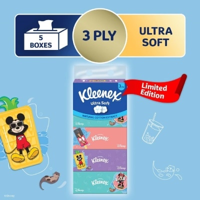 KLEENEX Limted Edition Disney 100 3ply Ultra Soft Facial Tissue Box B 90s x 5 Boxes (per pack)