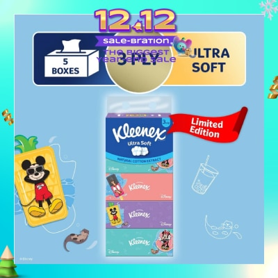 KLEENEX Limted Edition Disney 100 3ply Ultra Soft Facial Tissue Box B 90s x 5 Boxes (per pack)