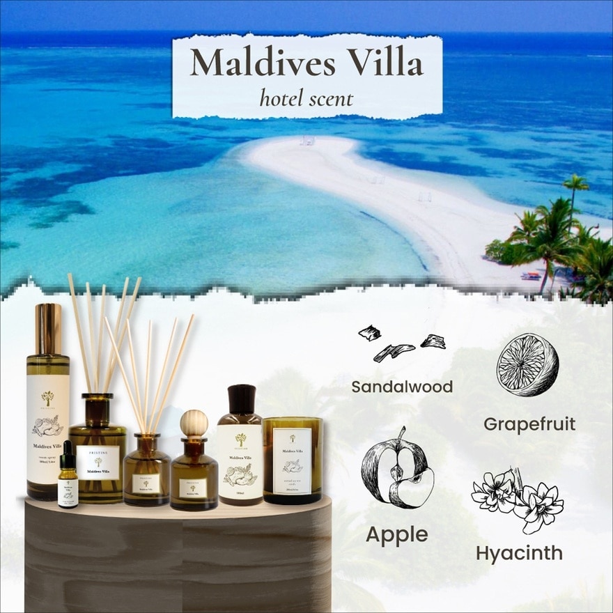 Reed Diffuser Hotel Series Scent Maldives Villa (The Ocean Breeze With Top Notes Of Floral & Ocean Blend & Citrus Freshness Of Grapefruit) 50ml