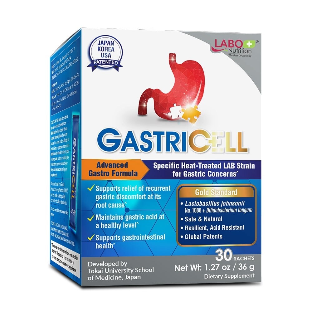 Gastricell Dietary Supplement Sachet (Eliminate H. Pylori, Relieve Acid Reflux And Heartburn, Bloat, Indigestion, Burping, Regulate Gastric Acid) 30s