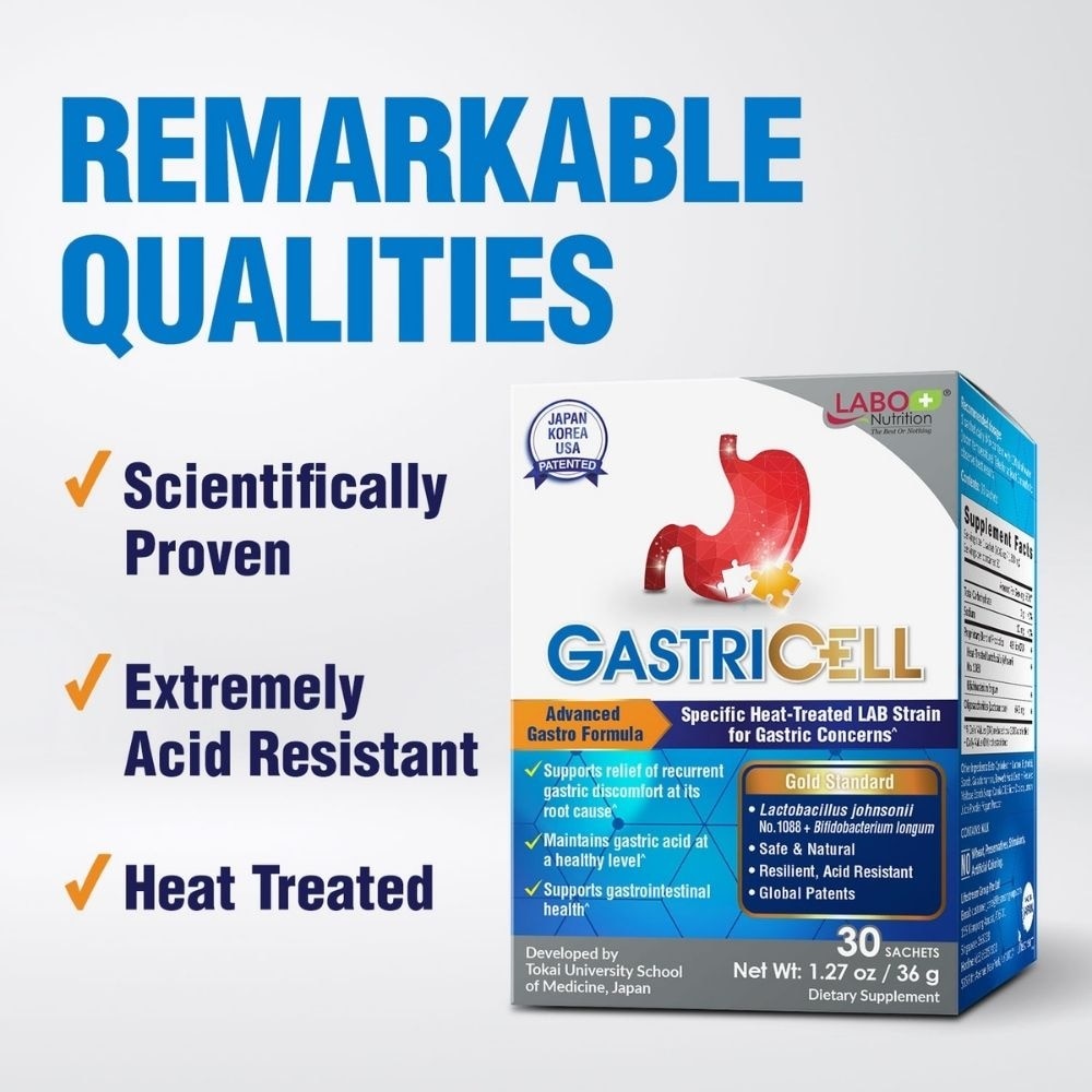 GastriCELL Gastric Comfort & Acid Balance Sachet (Acid Reflux, Heartburn, Bloating, Indigestion, & Burping) 30s