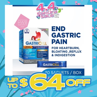 LABO NUTRITION - GastricCell Sachet (To Relieve Acid Reflux, Heartburn, Bloat, Indigestion, Burping, Regulate Gastric Acid - End Recurring Gastric Problems) 30s