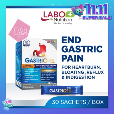 LABO NUTRITION GastricCell Sachet (To Relieve Acid Reflux, Heartburn, Bloat, Indigestion, Burping, Regulate Gastric Acid - End Recurring Gastric Problems) 30s