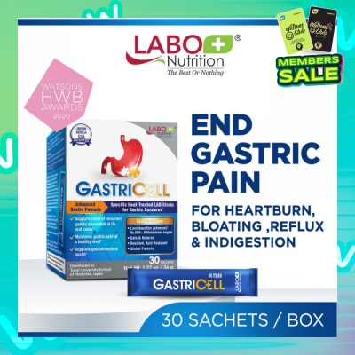 LABO NUTRITION GastricCell Sachet (To Relieve Acid Reflux, Heartburn, Bloat, Indigestion, Burping, Regulate Gastric Acid - End Recurring Gastric Problems) 30s