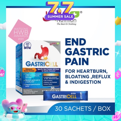 LABO NUTRITION - GastricCell Sachet (To Relieve Acid Reflux, Heartburn, Bloat, Indigestion, Burping, Regulate Gastric Acid - End Recurring Gastric Problems) 30s