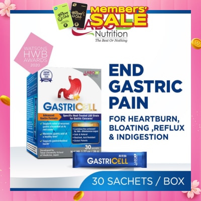 LABO NUTRITION GastricCell Sachet (To Relieve Acid Reflux, Heartburn, Bloat, Indigestion, Burping, Regulate Gastric Acid - End Recurring Gastric Problems) 30s
