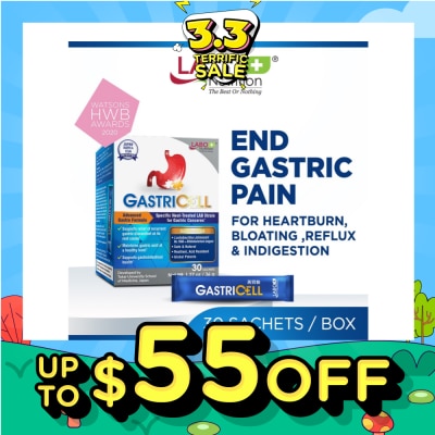 LABO NUTRITION GastricCell Sachet (To Relieve Acid Reflux, Heartburn, Bloat, Indigestion, Burping, Regulate Gastric Acid - End Recurring Gastric Problems) 30s