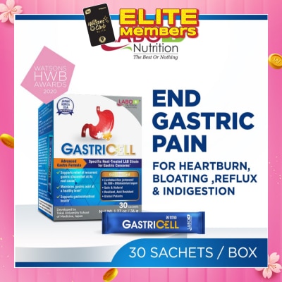 LABO NUTRITION GastricCell Sachet (To Relieve Acid Reflux, Heartburn, Bloat, Indigestion, Burping, Regulate Gastric Acid - End Recurring Gastric Problems) 30s