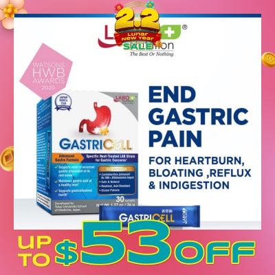 LABO NUTRITION GastricCell Sachet (To Relieve Acid Reflux, Heartburn, Bloat, Indigestion, Burping, Regulate Gastric Acid - End Recurring Gastric Problems) 30s