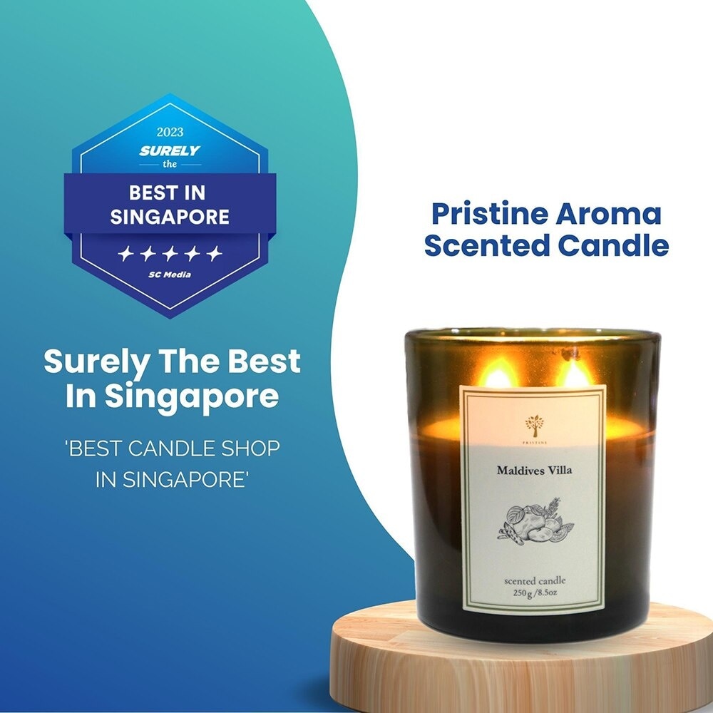 Soy Wax Candle Hotel Series Scent Maldives Villa (The Ocean Breeze With Top Notes Of Floral & Ocean Blend & Citrus Freshness Of Grapefruit) 250g