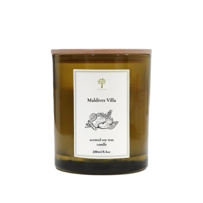 PRISTINE Soy Wax Candle Hotel Series Scent Maldives Villa (The Ocean Breeze With Top Notes Of Floral & Ocean Blend & Citrus Freshness Of Grapefruit) 250g