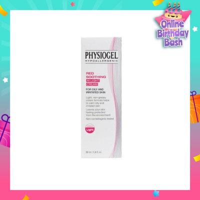 PHYSIOGEL Hypoallergenic Red Soothing AI Light Cream (For Oily & Irritated Skin) 50ml