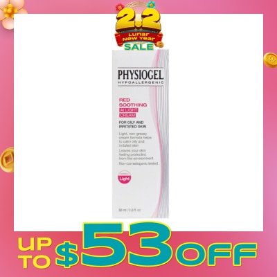 PHYSIOGEL Hypoallergenic Red Soothing AI Light Cream (For Oily & Irritated Skin) 50ml