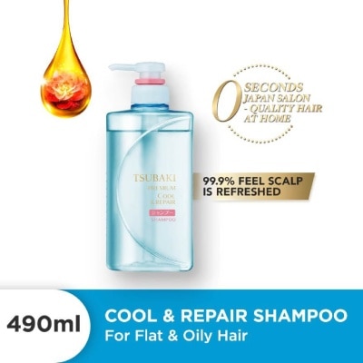 TSUBAKI Premium Cool & Repair Shampoo (For Flat & Oily Hair) 490ml