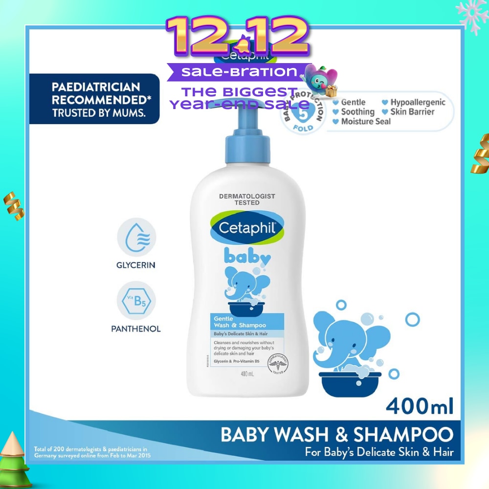 Baby Gentle Wash & Shampoo With Glycerin & Panthenol 400ml