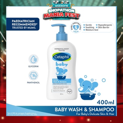 CETAPHIL BABY - Baby Gentle Wash & Shampoo With Glycerin & Panthenol 400ml