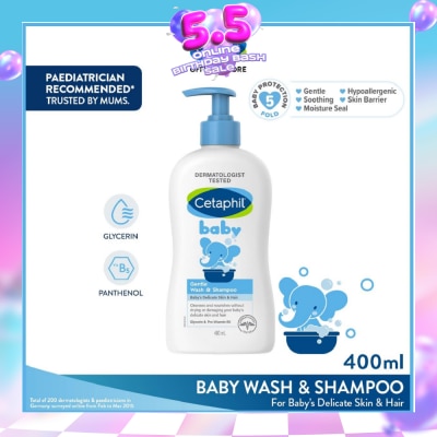 CETAPHIL BABY - Baby Gentle Wash & Shampoo With Glycerin & Panthenol 400ml