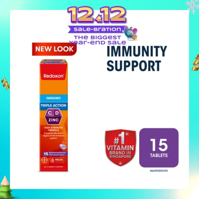 REDOXON Triple Action Vitamin C, D & Zinc Immunity Effervescent Blackcurrant 15s