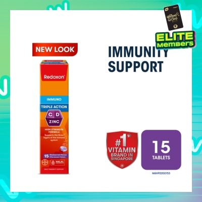 REDOXON Triple Action Vitamin C, D & Zinc Immunity Effervescent Blackcurrant 15s