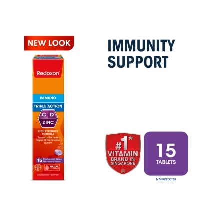 REDOXON Triple Action Vitamin C, D & Zinc Immunity Effervescent Blackcurrant 15s