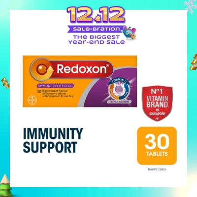 REDOXON Triple Action Vitamin C, D & Zinc Immunity Effervescent Blackcurrant 30s