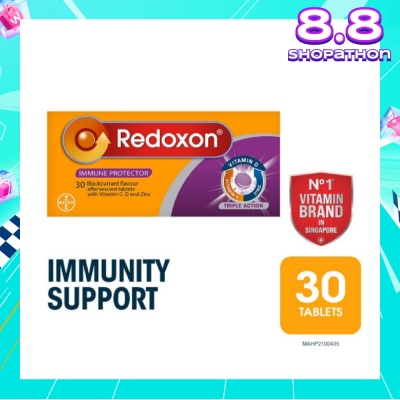 REDOXON Triple Action Vitamin C, D & Zinc Immunity Effervescent Blackcurrant 30s