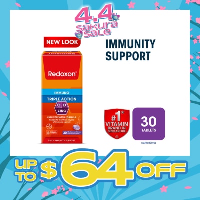 REDOXON - Triple Action Vitamin C, D & Zinc Immunity Effervescent Blackcurrant 30s