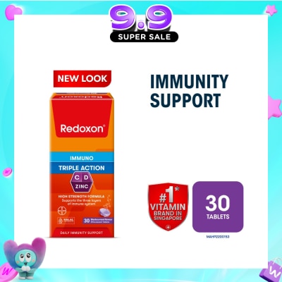 REDOXON - Triple Action Vitamin C, D & Zinc Immunity Effervescent Blackcurrant 30s image