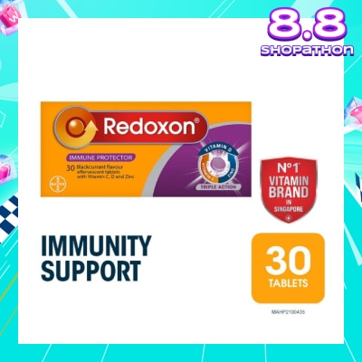 REDOXON Triple Action Vitamin C, D & Zinc Immunity Effervescent Blackcurrant 30s