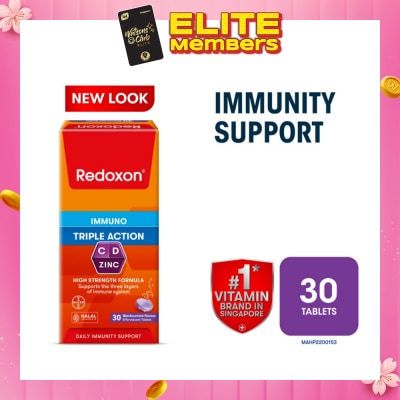 REDOXON Triple Action Vitamin C, D & Zinc Immunity Effervescent Blackcurrant 30s