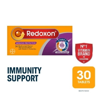 REDOXON Triple Action Vitamin C, D & Zinc Immunity Effervescent Blackcurrant 30s