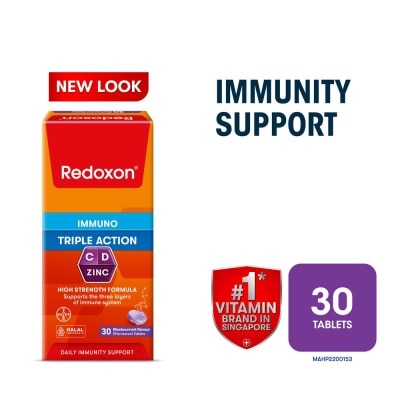 REDOXON Triple Action Vitamin C, D & Zinc Immunity Effervescent Blackcurrant 30s