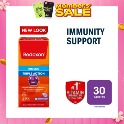 REDOXON Triple Action Vitamin C, D & Zinc Immunity Effervescent Blackcurrant 30s