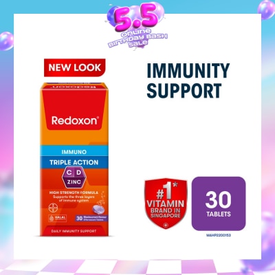 REDOXON - Triple Action Vitamin C, D & Zinc Immunity Effervescent Blackcurrant 30s