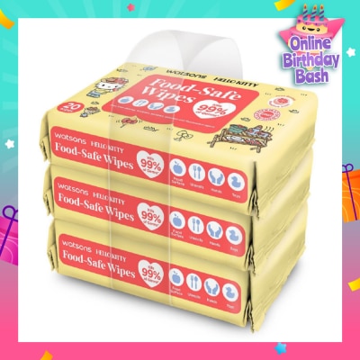WATSONS Hello Kitty Food-Safe Wipes Grapefruit Scent (Kills 99% of Germs) 20s x 3 Packs